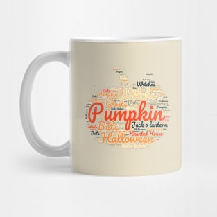 Word Art Pumpkin Orange/Black Mug